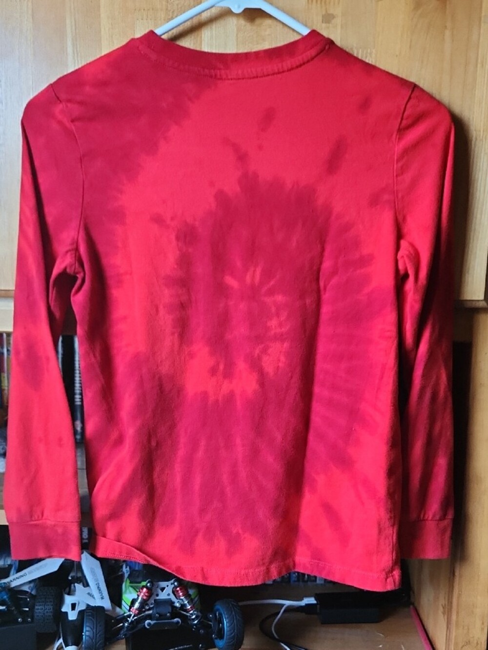 art class Red Tie-Dye Long-Sleeve Tee with Small White Skull, Sz 8-10 (M). - Picture 6 of 10